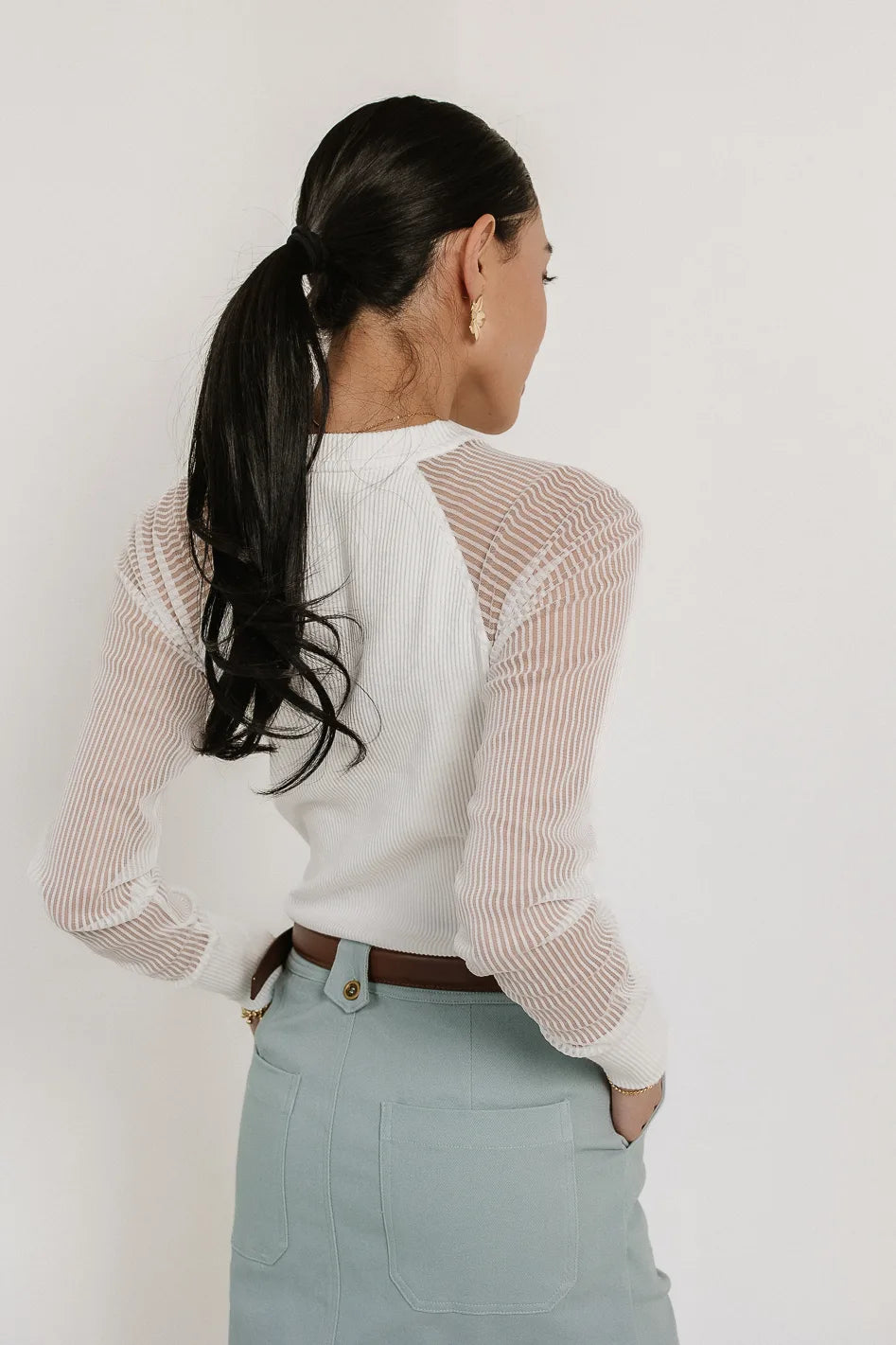 Camden Ribbed Top in White - FINAL SALE