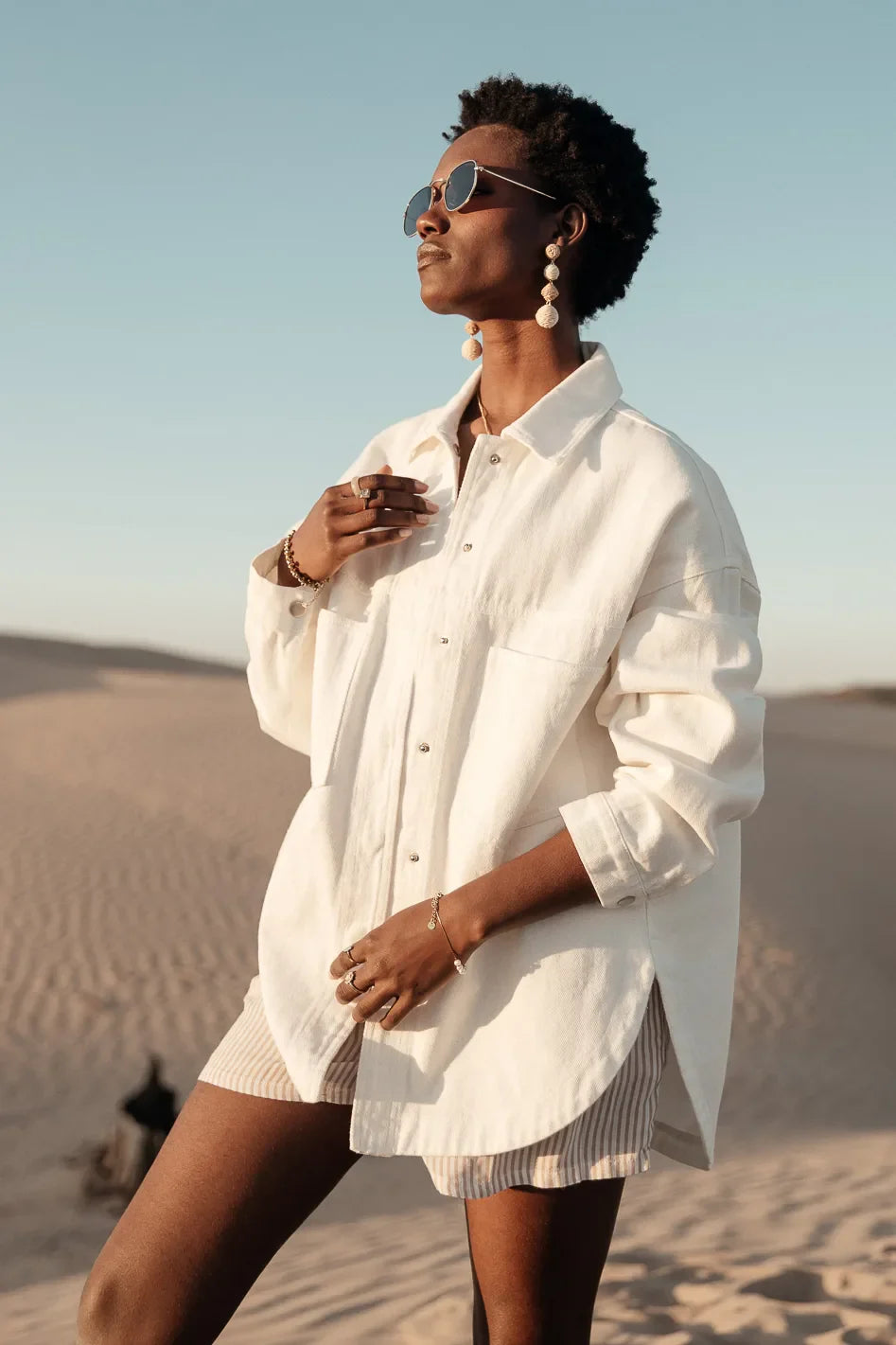 Eloise Denim Jacket in Ivory - FINAL SALE