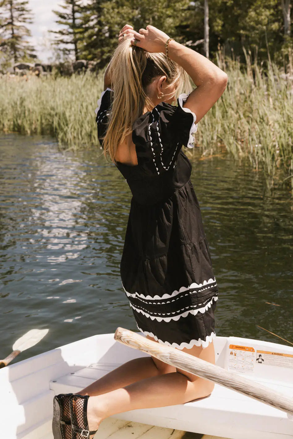 Etzi Ric Rac Dress in Black - FINAL SALE