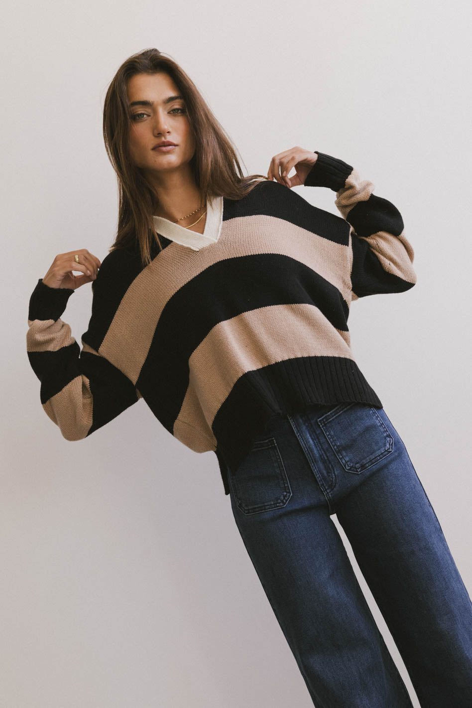 Akari Striped Sweater in Camel - FINAL SALE