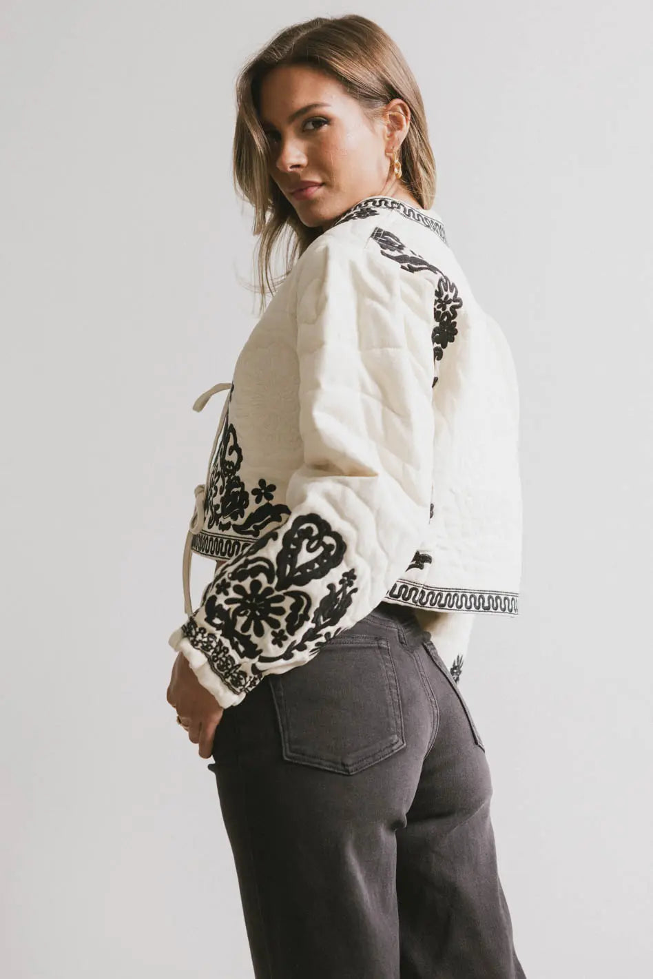Benja Embroidered Jacket in Ivory - FINAL SALE