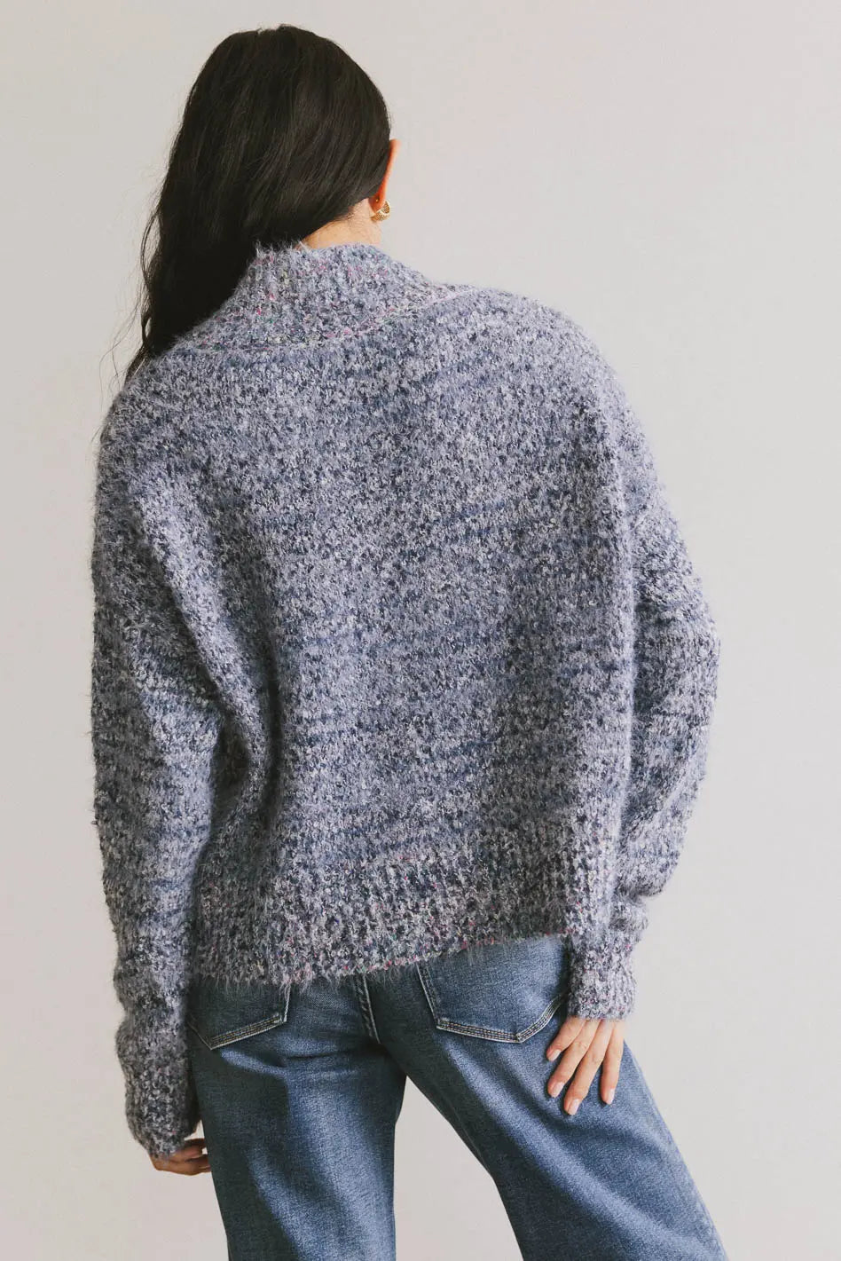Carla Fuzzy Knit Sweater in Blue - FINAL SALE