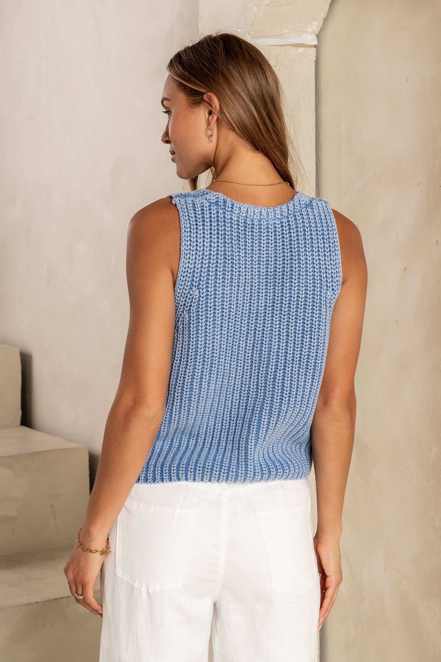 Alexis Knit Vest in Blue - FINAL SALE