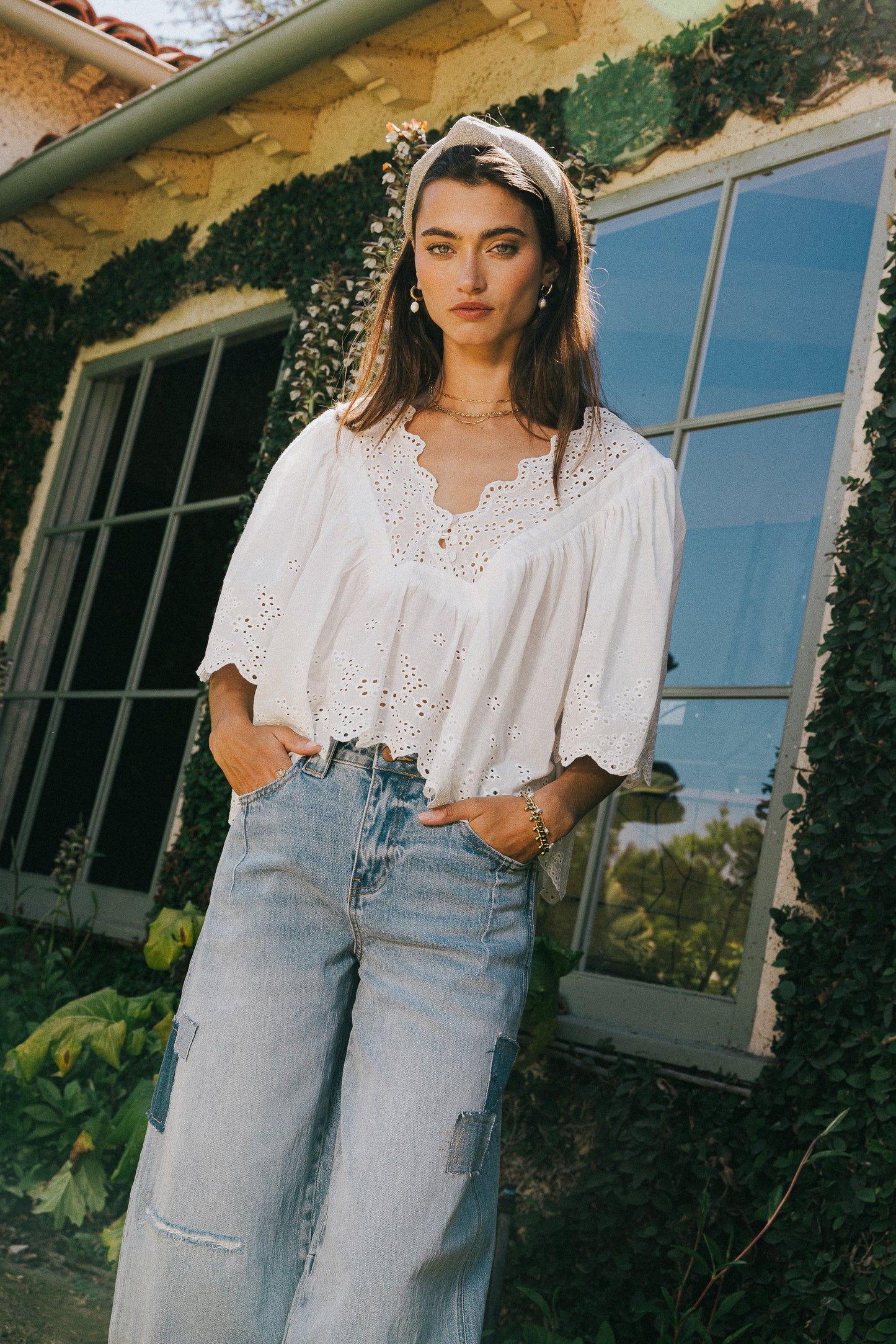 Faye Embroidered Blouse in White - FINAL SALE