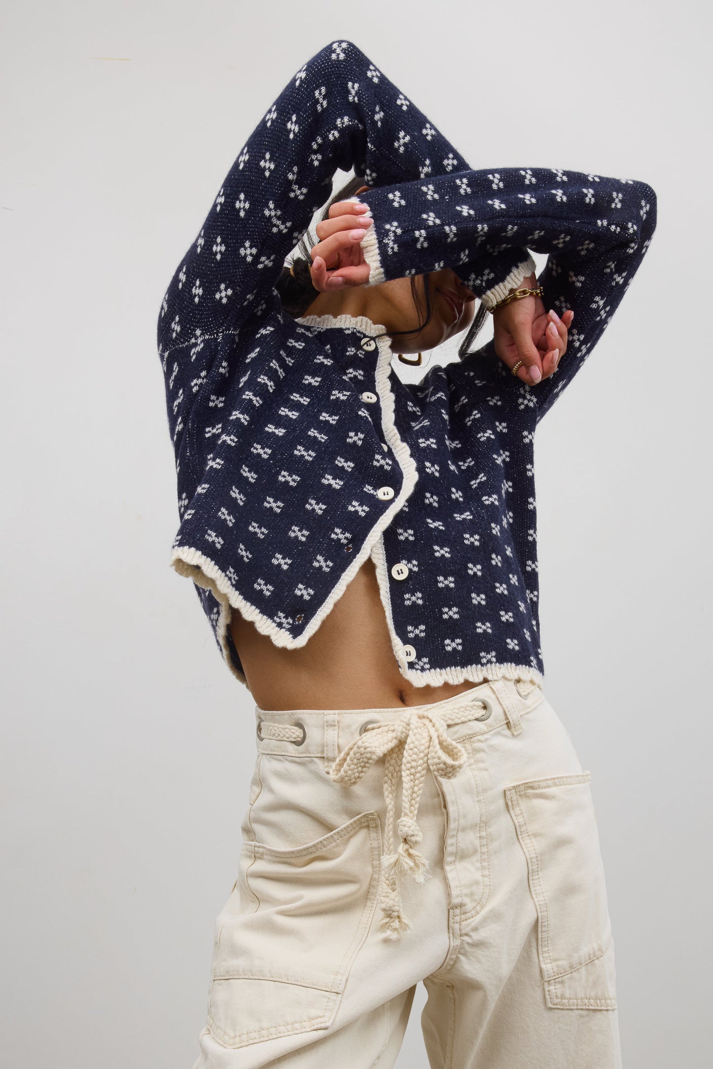 Courtney Scalloped Cardigan in Navy - FINAL SALE