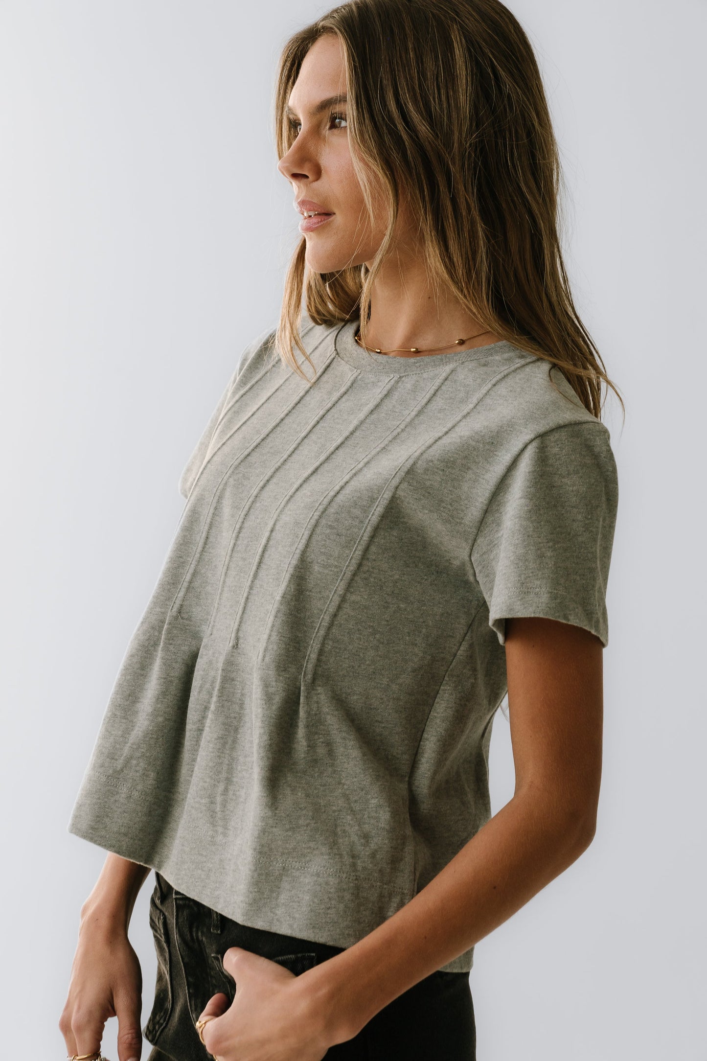 Cattelain Pleated Top in Grey