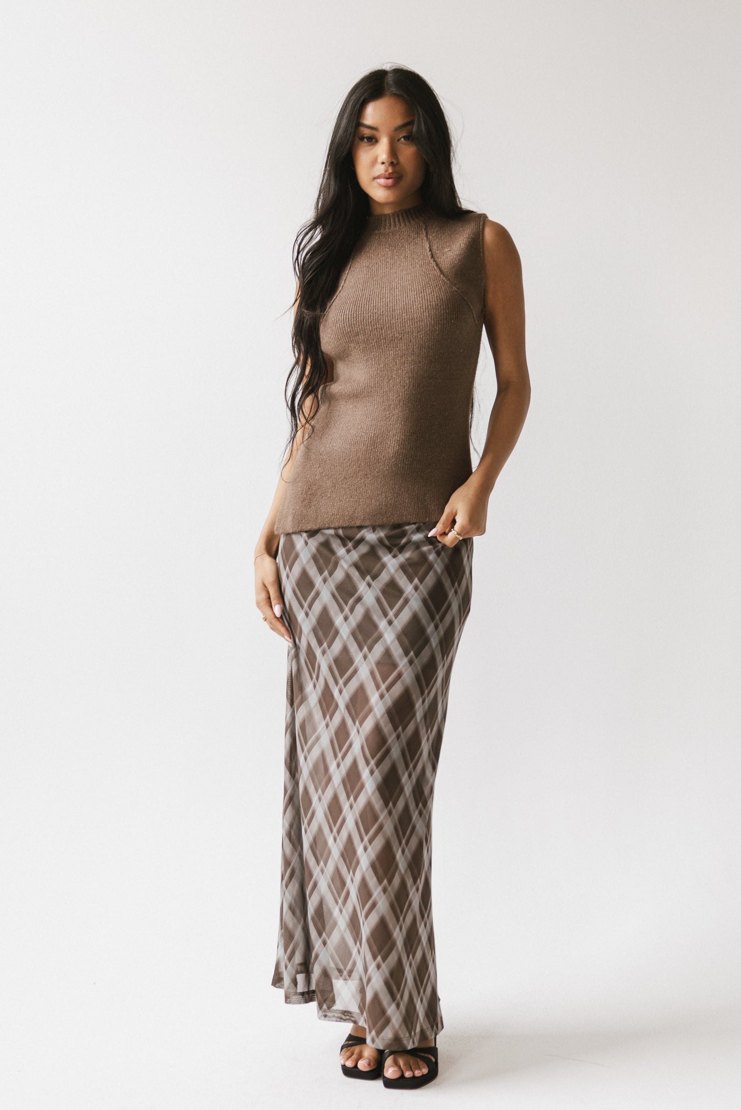 Bella Asymmetrical Knit Top in Taupe