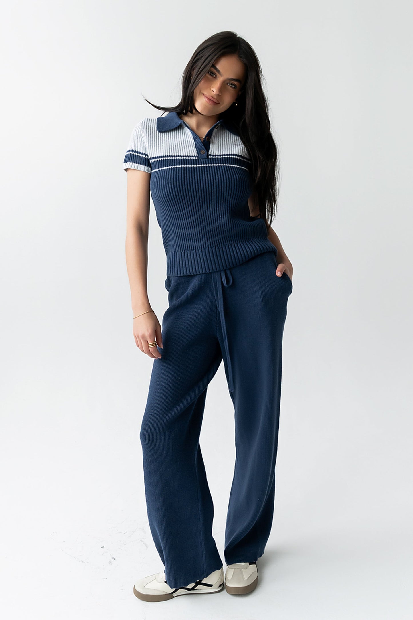 Brea Collared Sweater in Blue - FINAL SALE