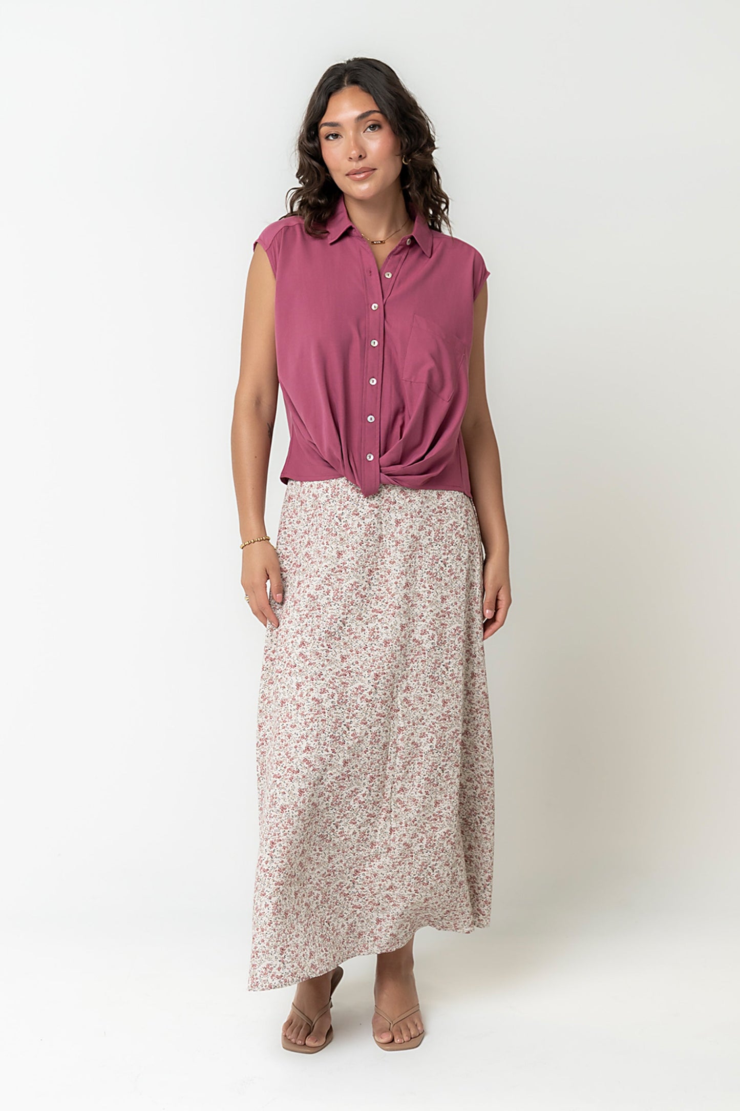 Gianna Button Up in Berry
