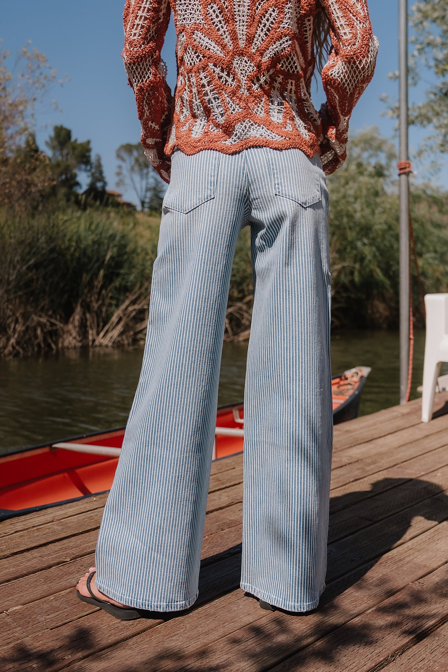 Abigail Striped Wide Leg Jeans