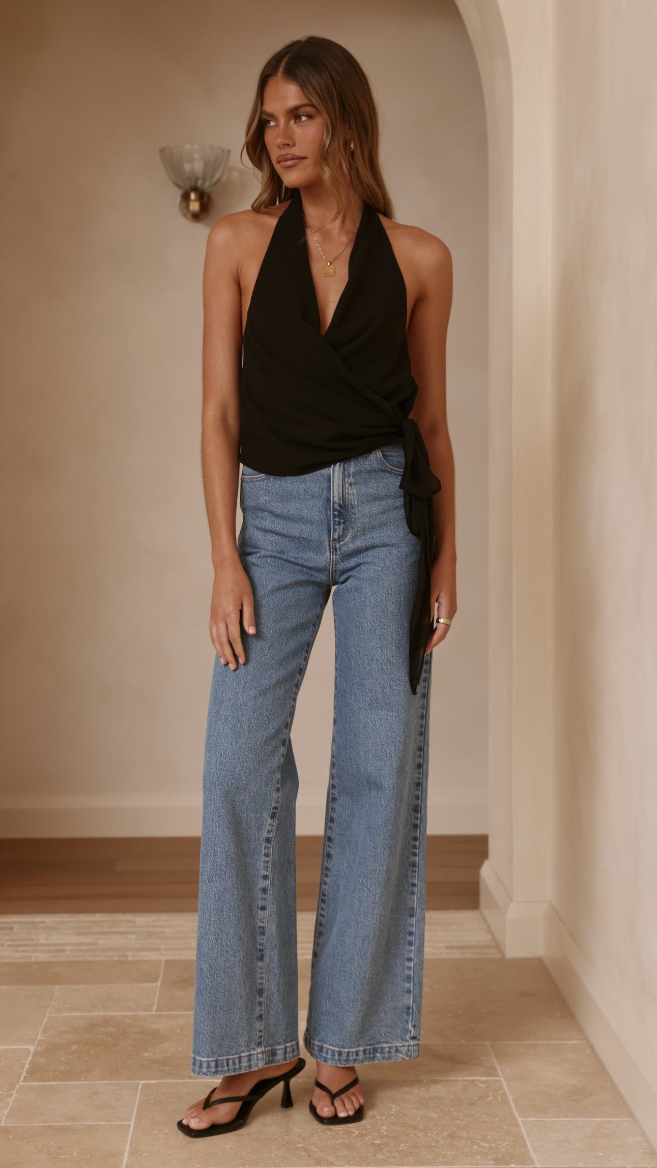 Belle Halter Neck Top - Black