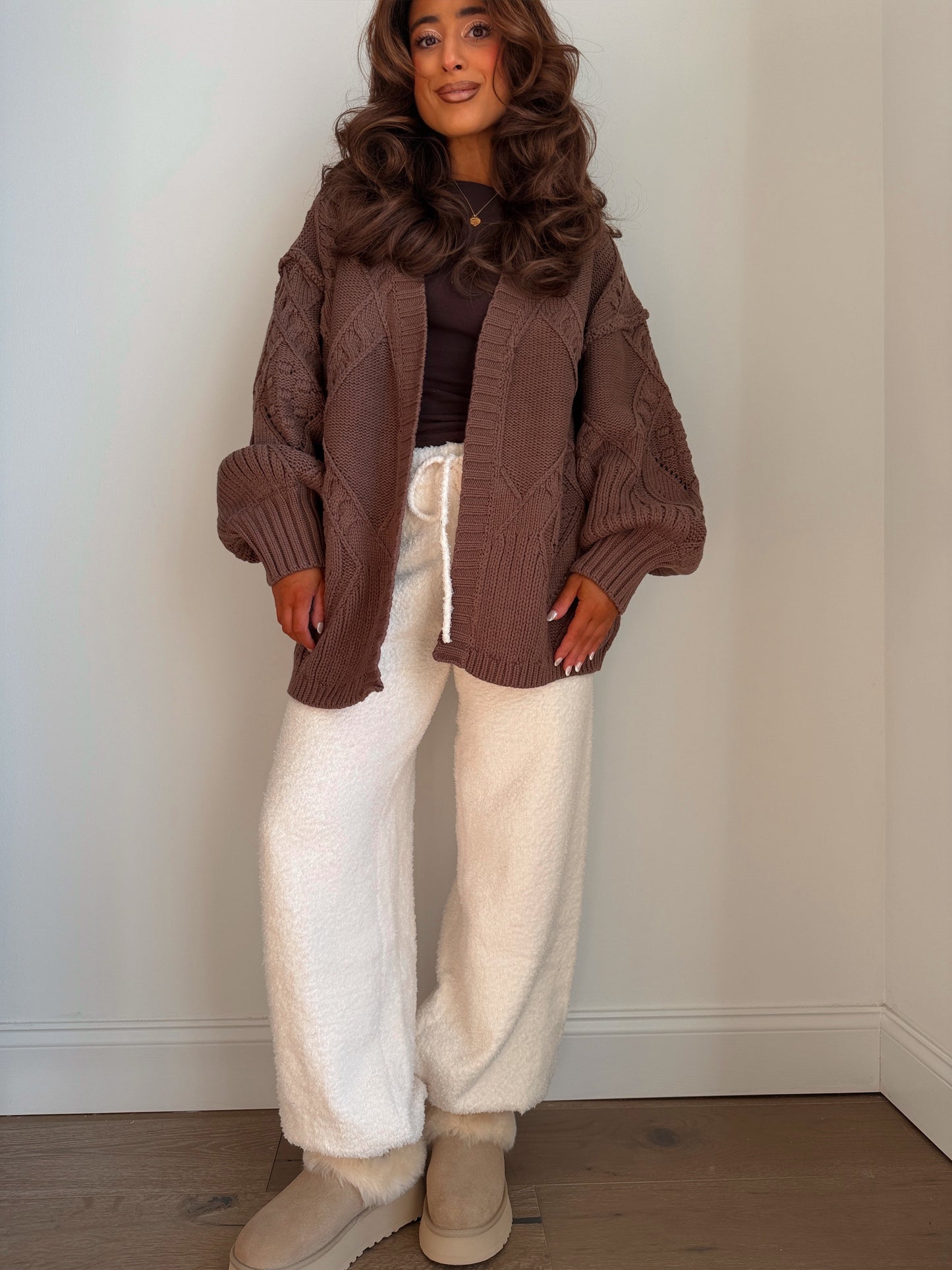 The Snow Waltz Cardigan in Cocoa