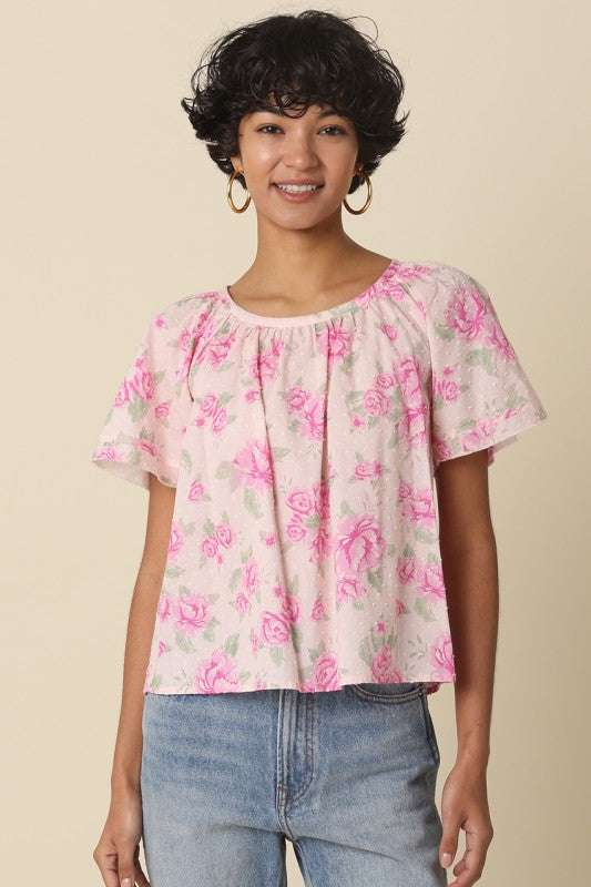 Pink In Palm Flowy Top