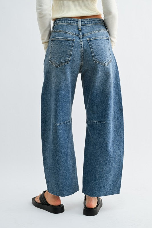 Soft Bloom Barrel Jeans (dark wash)