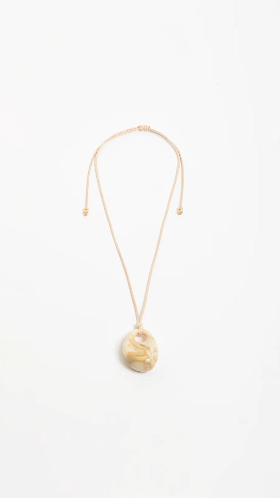 Resin Pendant Adjustable Leather Necklace - Camel