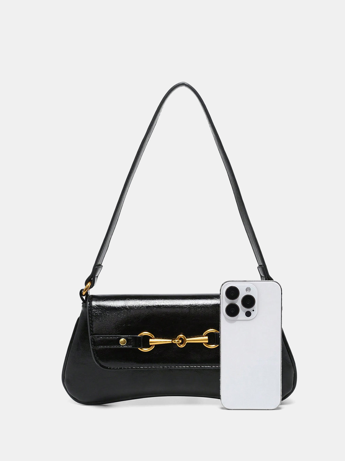Horsebit PU Leather Shoulder Bag