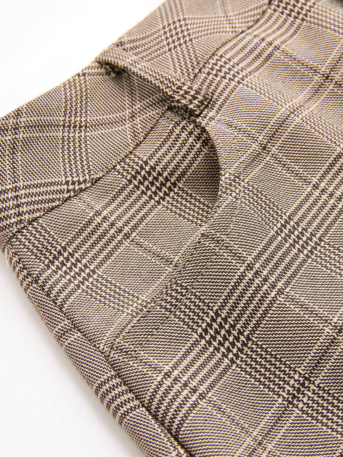 Mid-Waist Plaid Balloon Pants