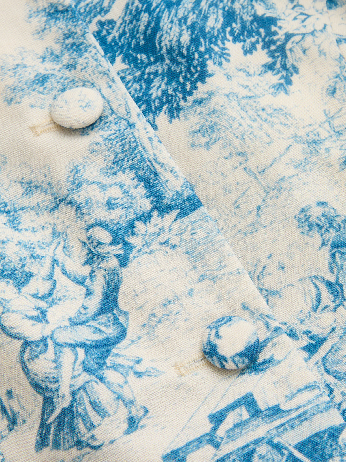 Toile Print Sleeveless Vest & Shorts Set