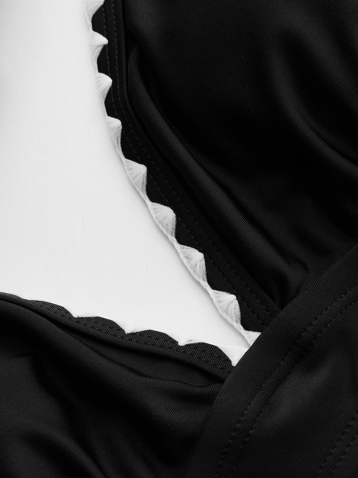 Contrast Scallop Trim Halter Two Piece Bikini