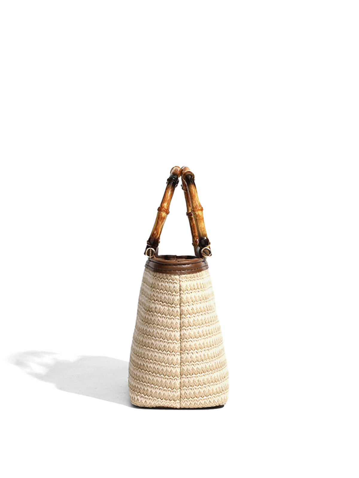 Bamboo Handle Straw Crossbody Handbag