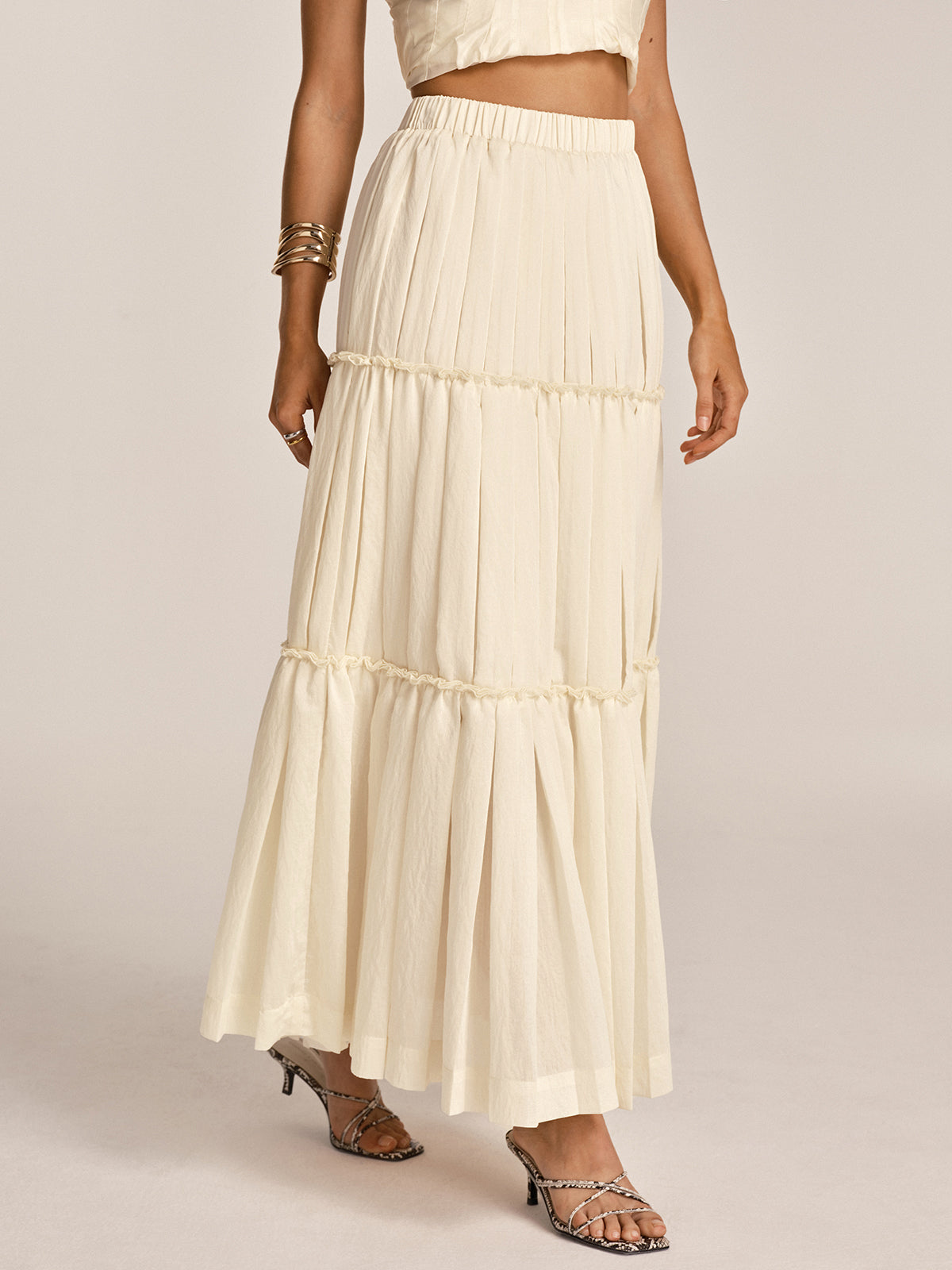 Peplum Cami Top & Tiered Maxi Skirt Set