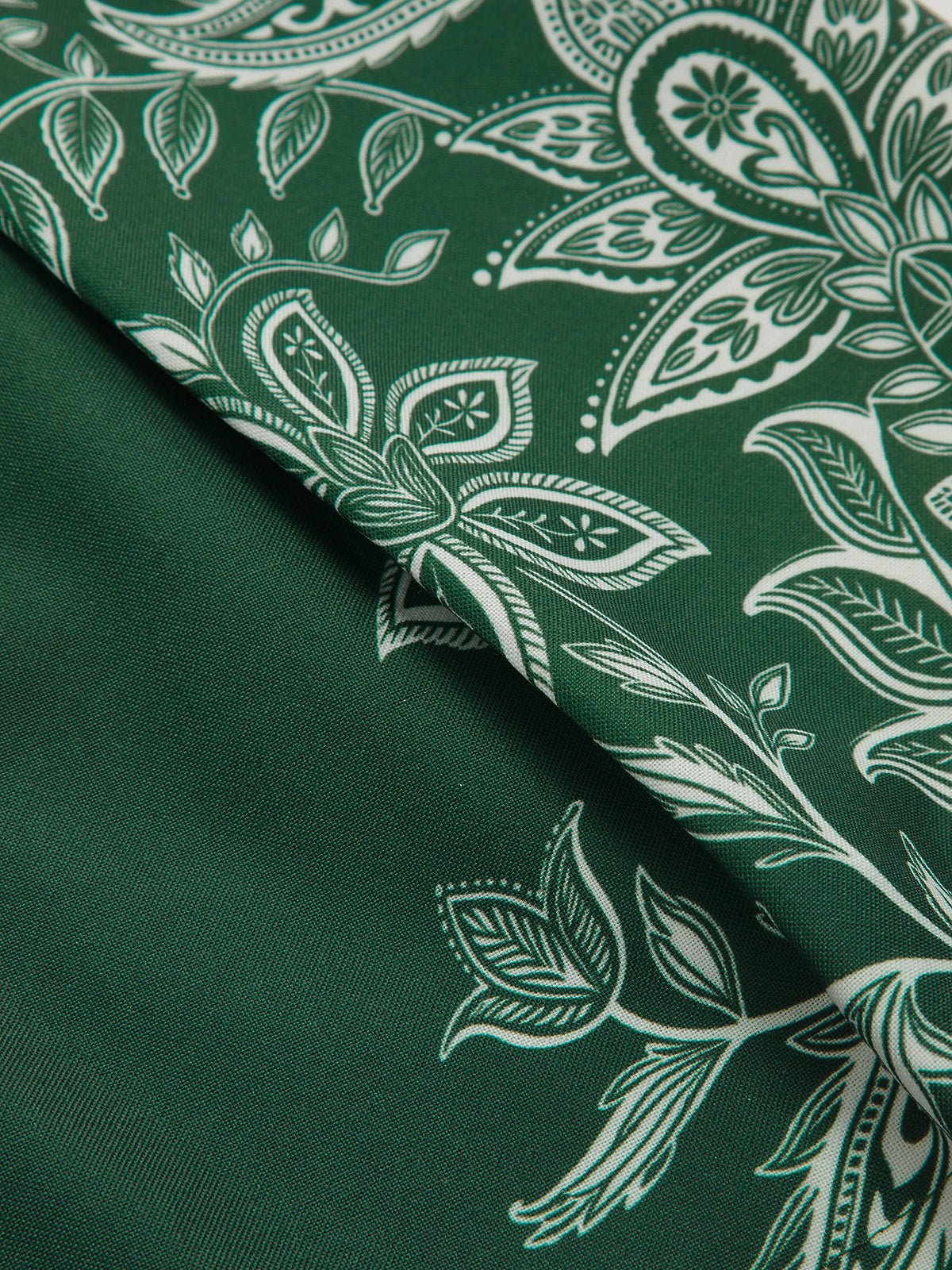 Paisley Print Pleated Belted Shorts