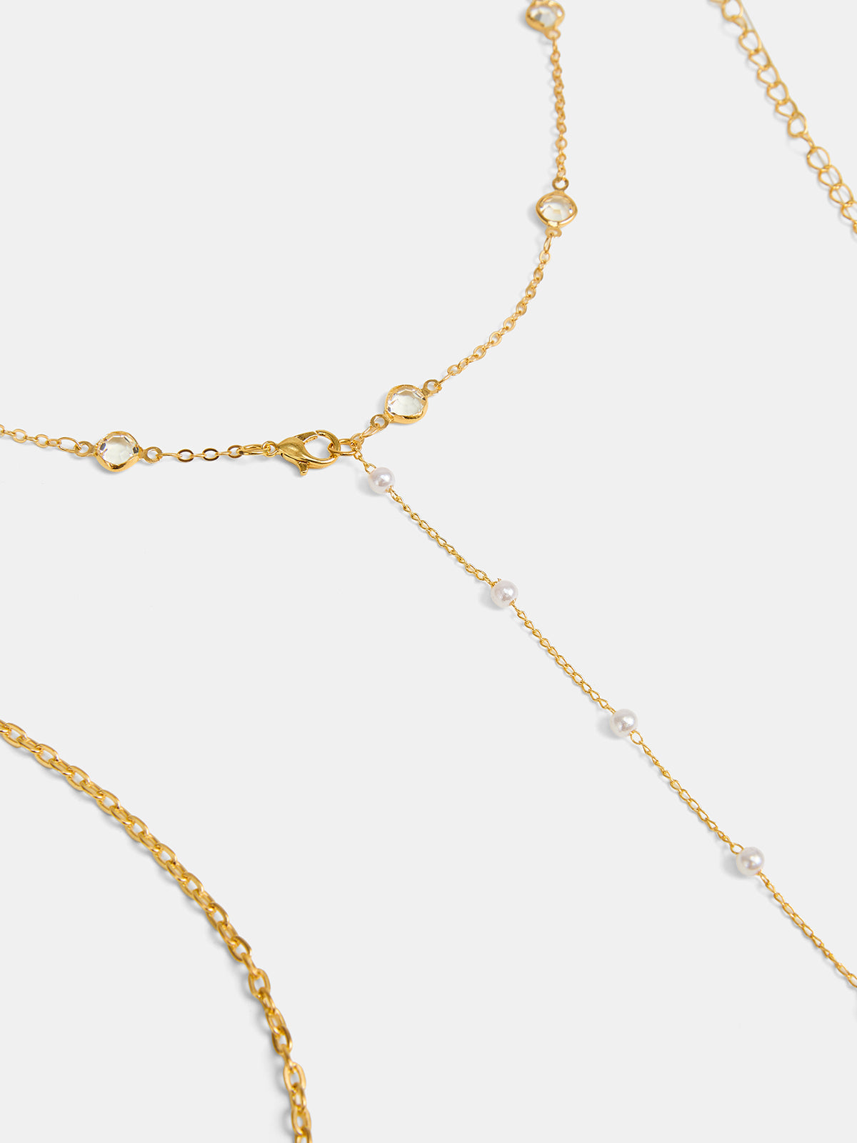Pearl Station Lariat Backdrop Necklace