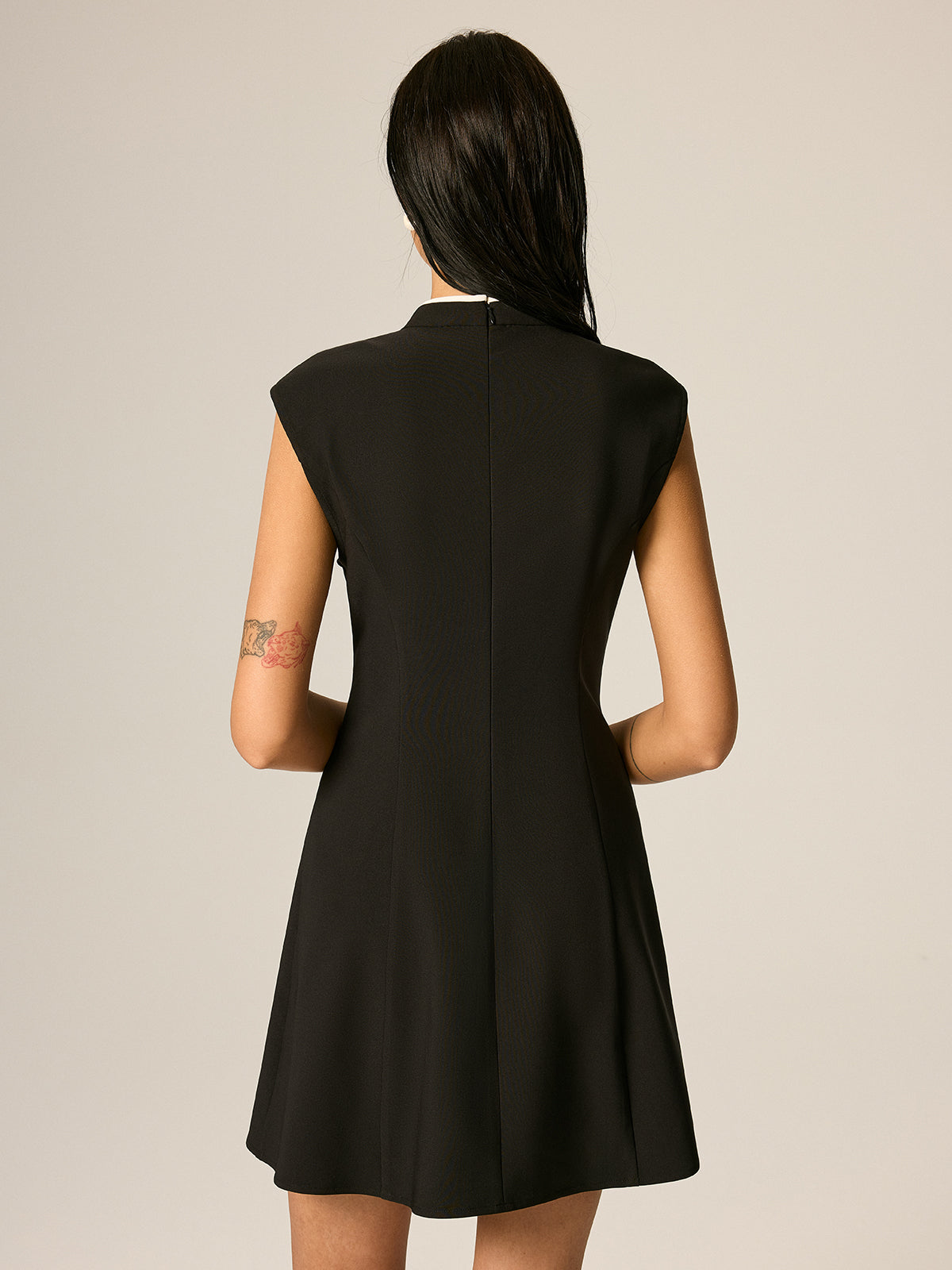 Frog Button Color Block A-Line Dress