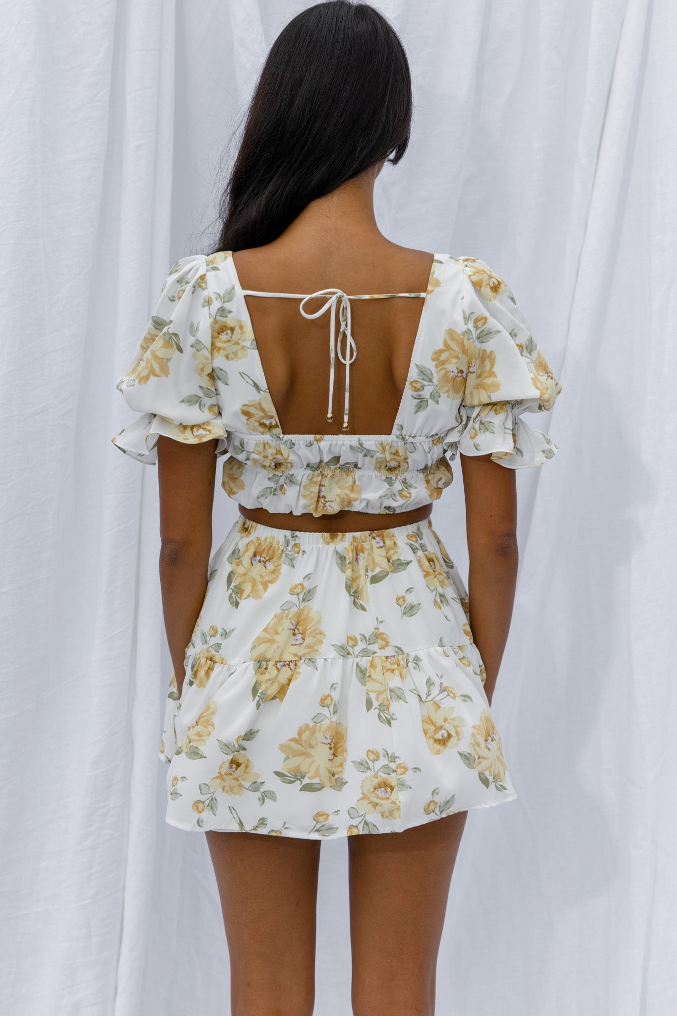 Lilibet Flounce Mini Skirt Floral White