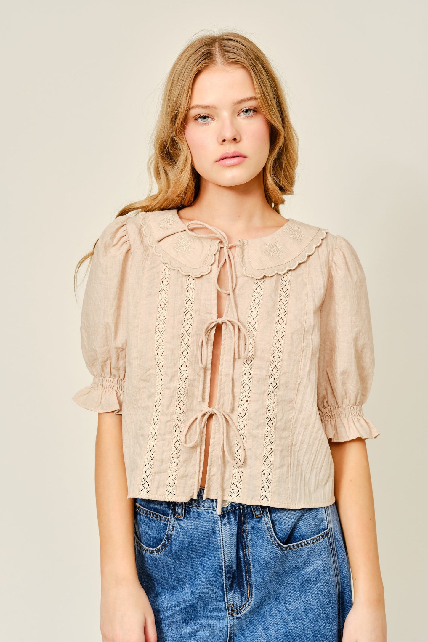 Petal Kissed Top Beige