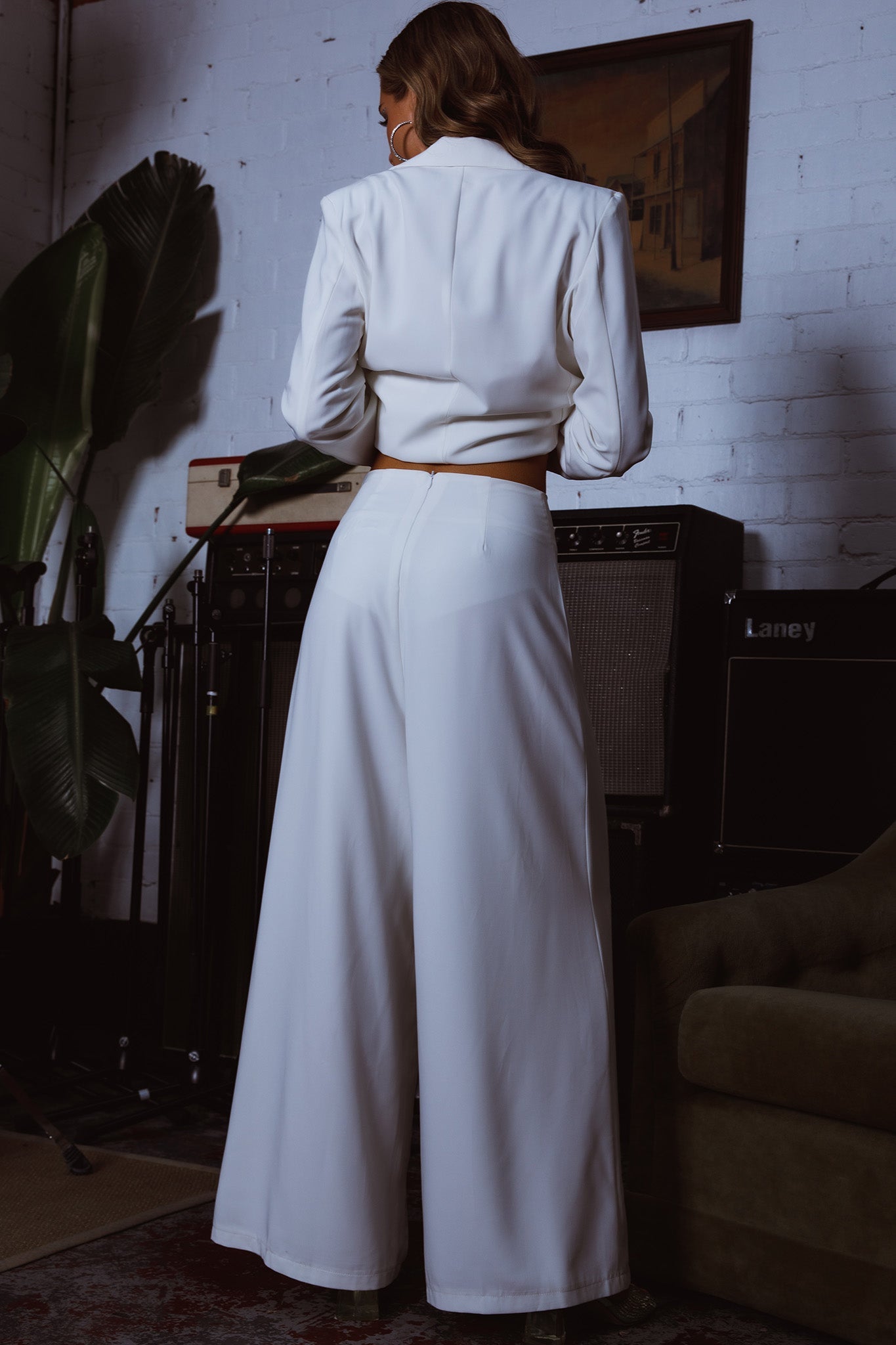 Vous Etes Belle Pleated Waist Pants White