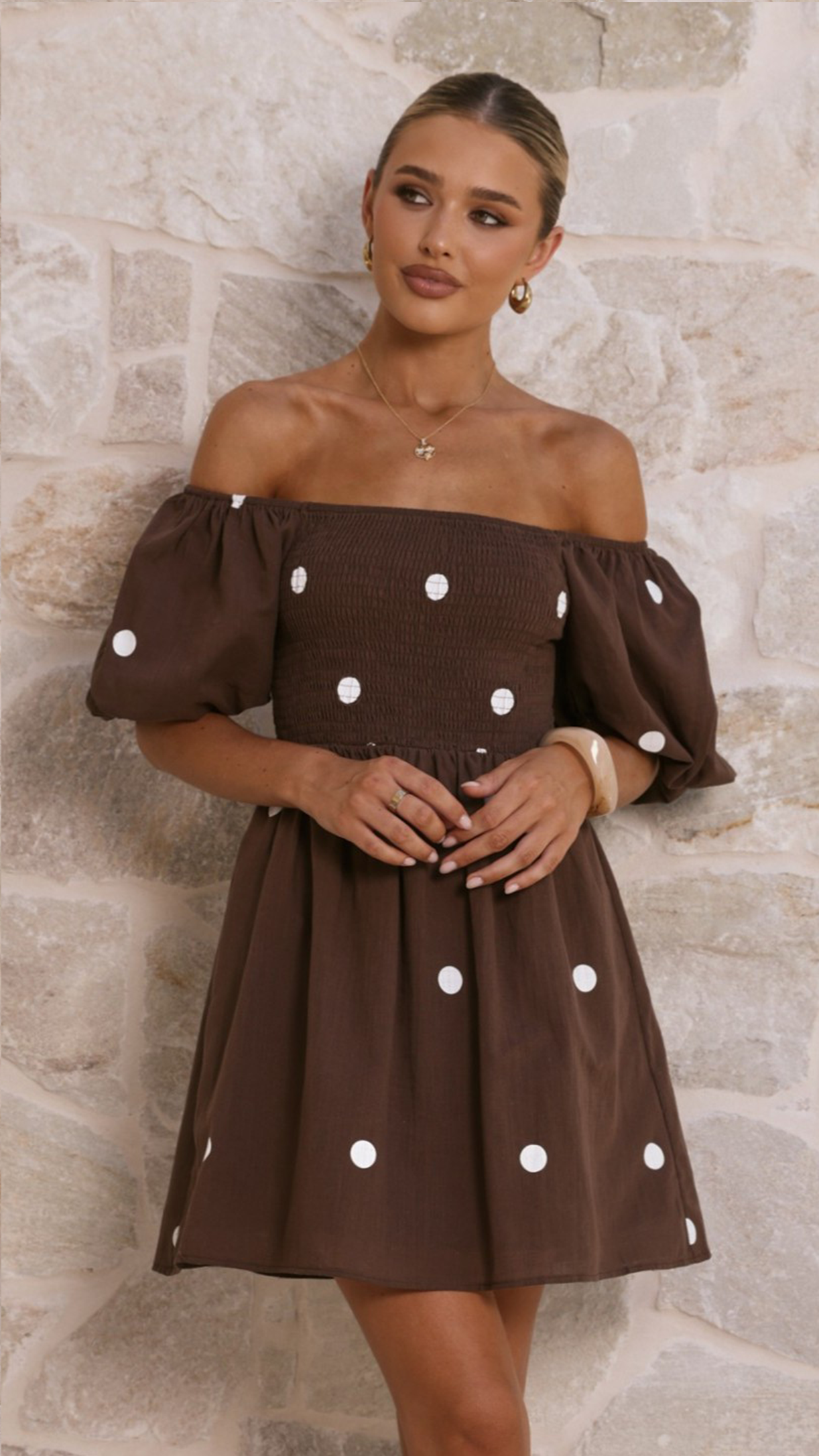 Marissa Mini Dress - Chocolate Polka