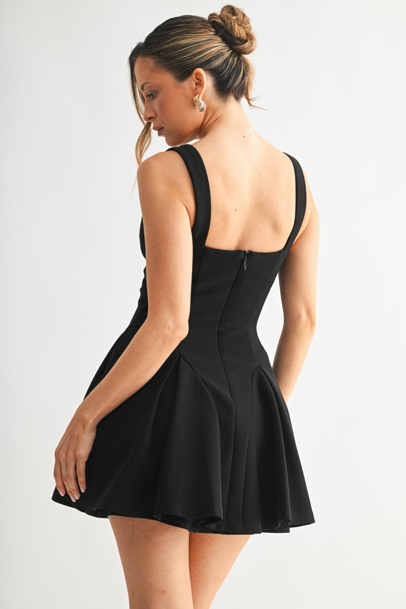 Black Corset Contour Flare Dress