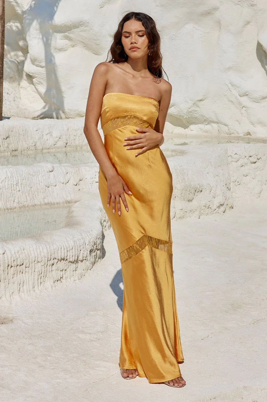 Melrose Strapless Dress - Orange