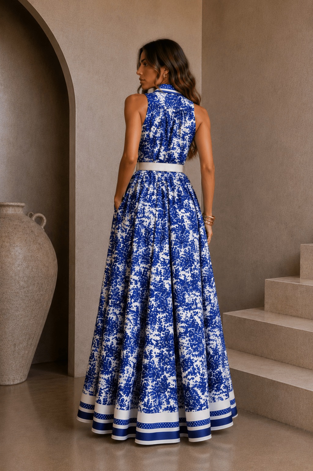 Navy Button Down Shirt Maxi Dress