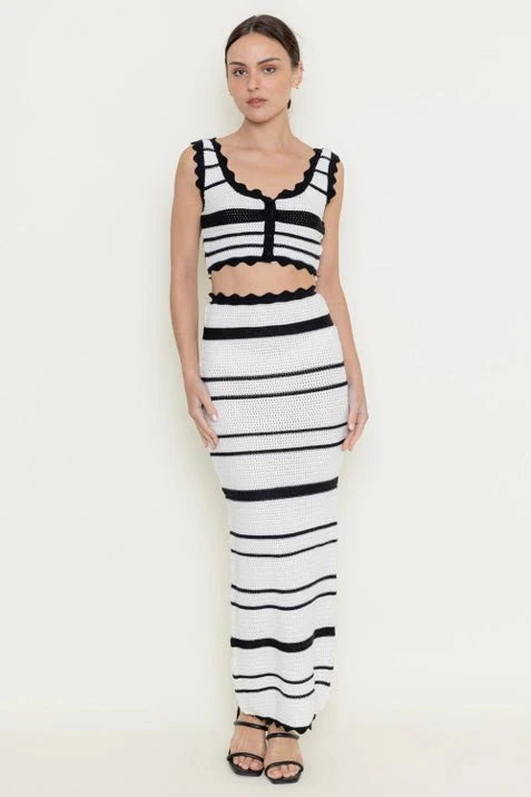 Summer Resort Striped Crochet Crop Top