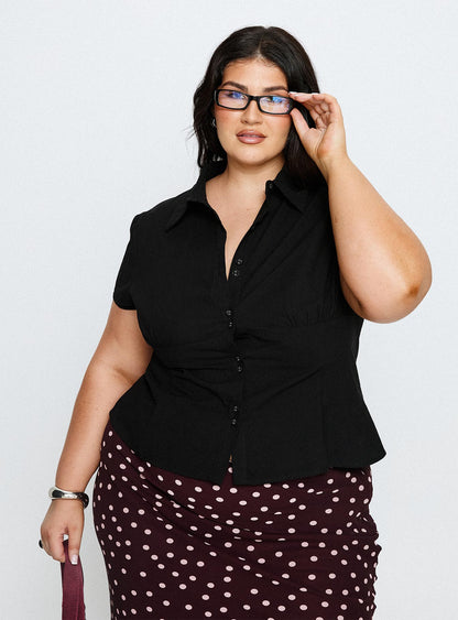 Cottesloe Blouse Top Textured Black Curve