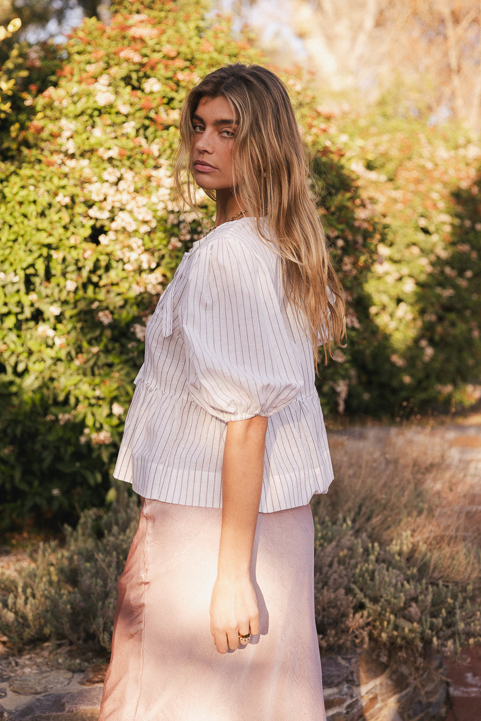 Corey Peplum Top in White - FINAL SALE