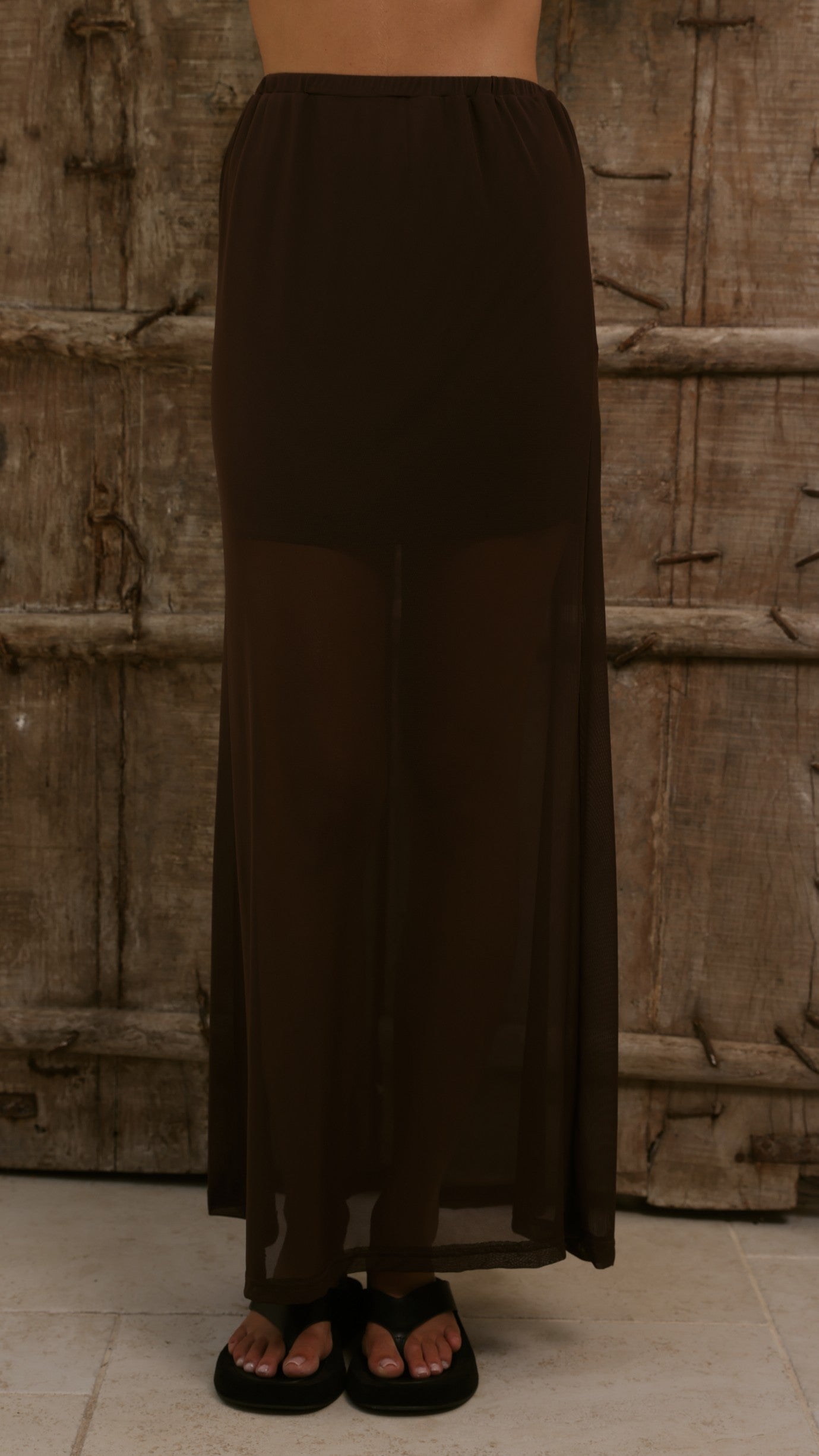 Onella Semi Sheer Maxi Skirt - Chocolate