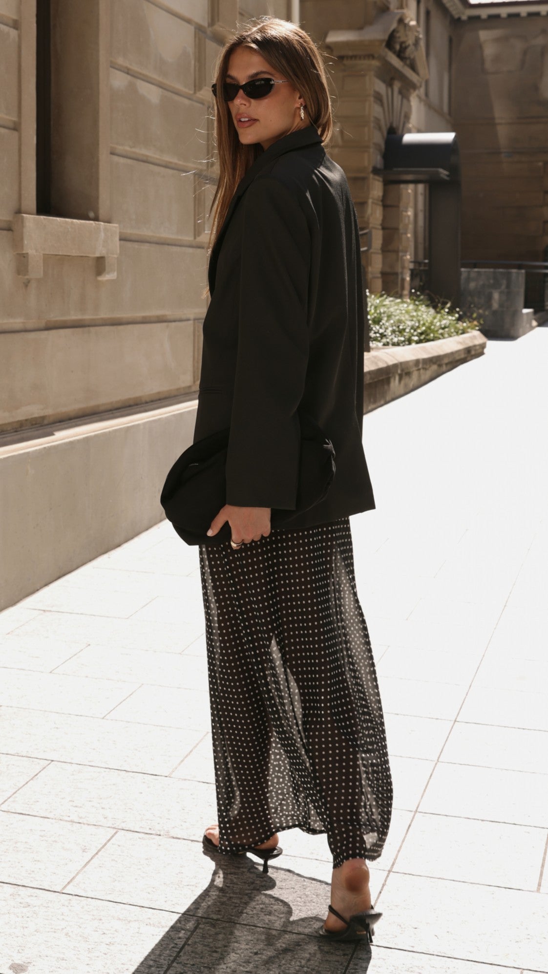 Onella Sheer Maxi Skirt - Black/White Spot