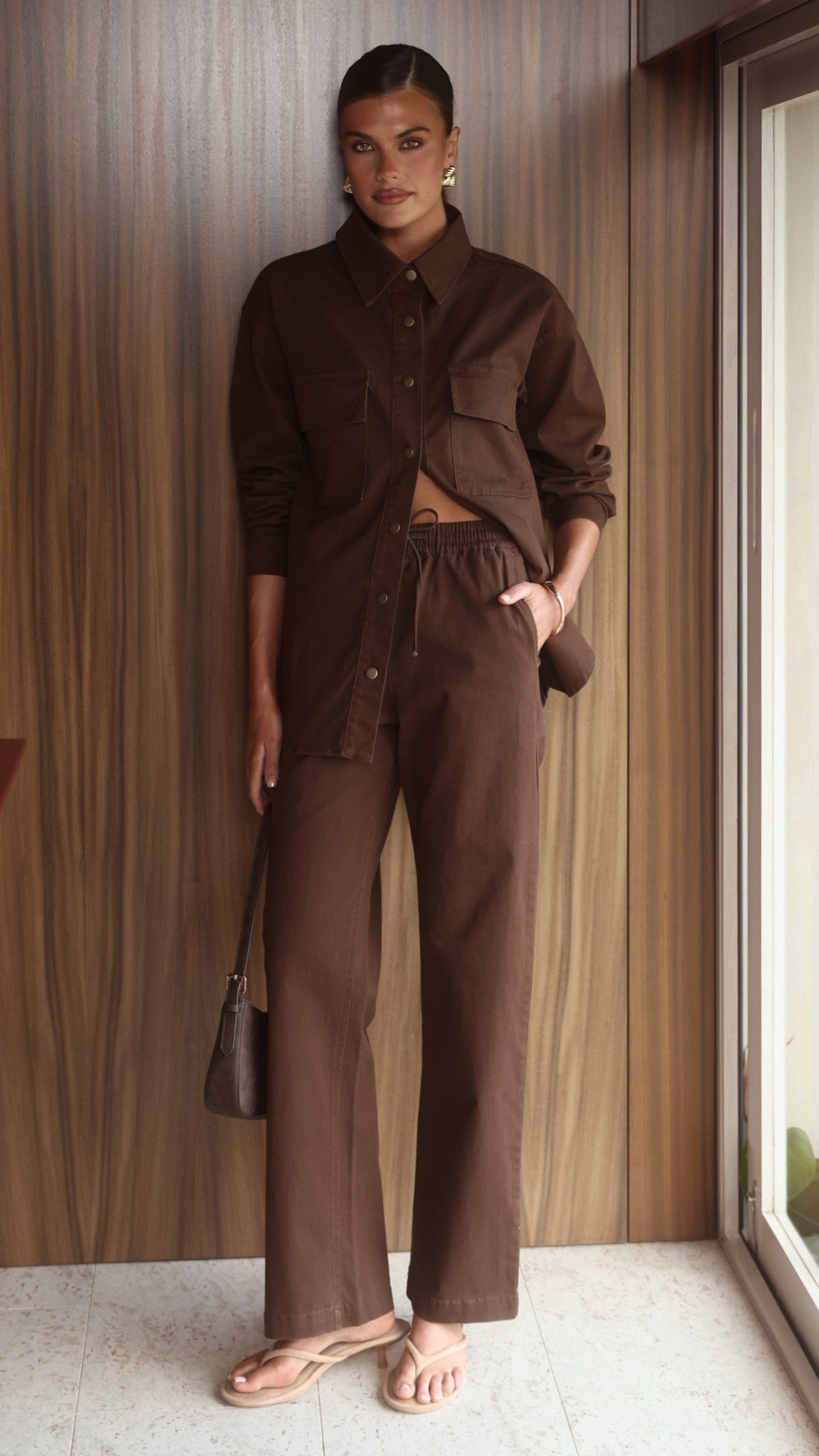 Zenia Long Sleeve Denim Shirt - Chocolate