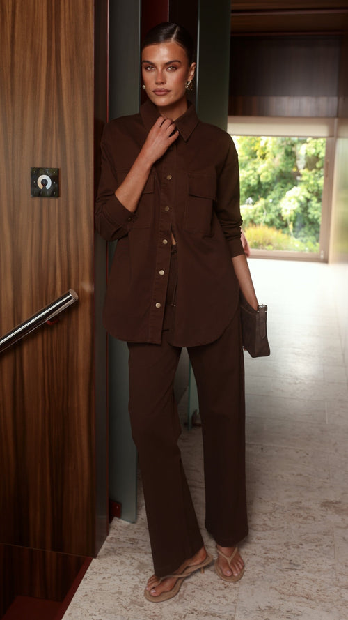 Zenia Denim Pants - Chocolate