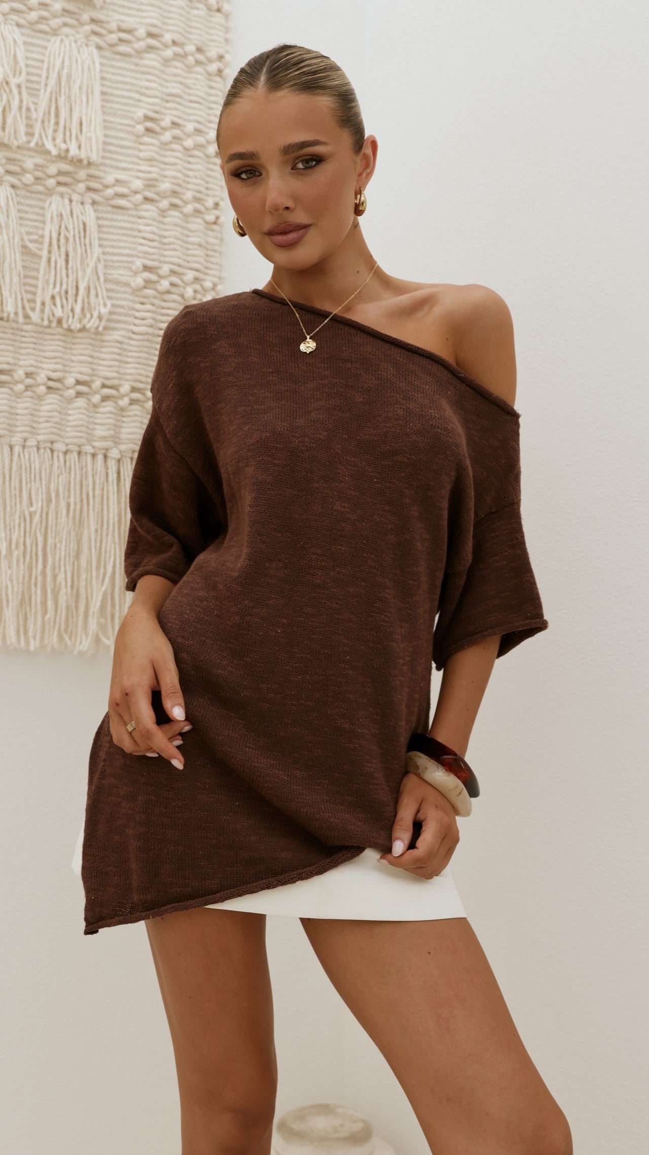 Keisha Off The Shoulder Top - Chocolate