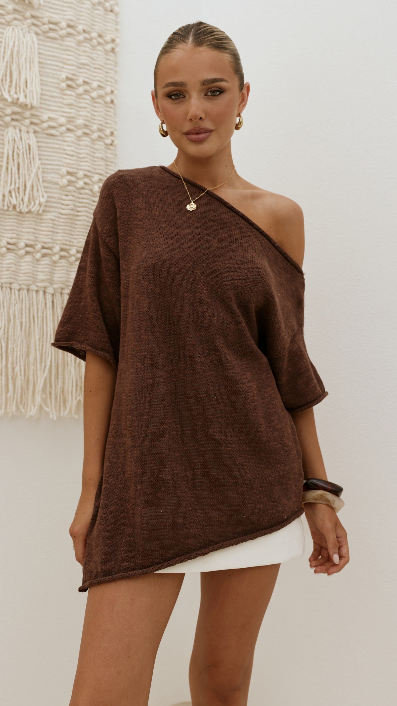 Keisha Off The Shoulder Top - Chocolate