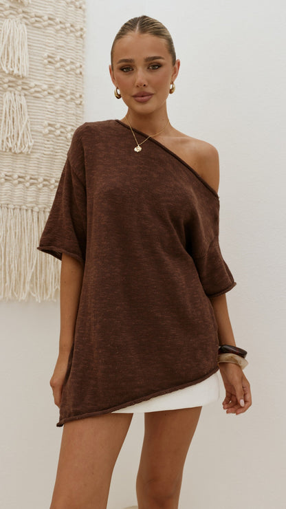 Keisha Off The Shoulder Top - Chocolate