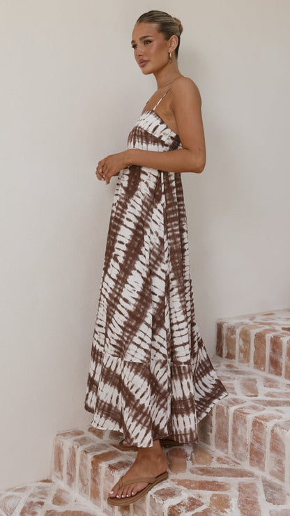 Marcel Maxi Dress - Chocolate Tie Dye