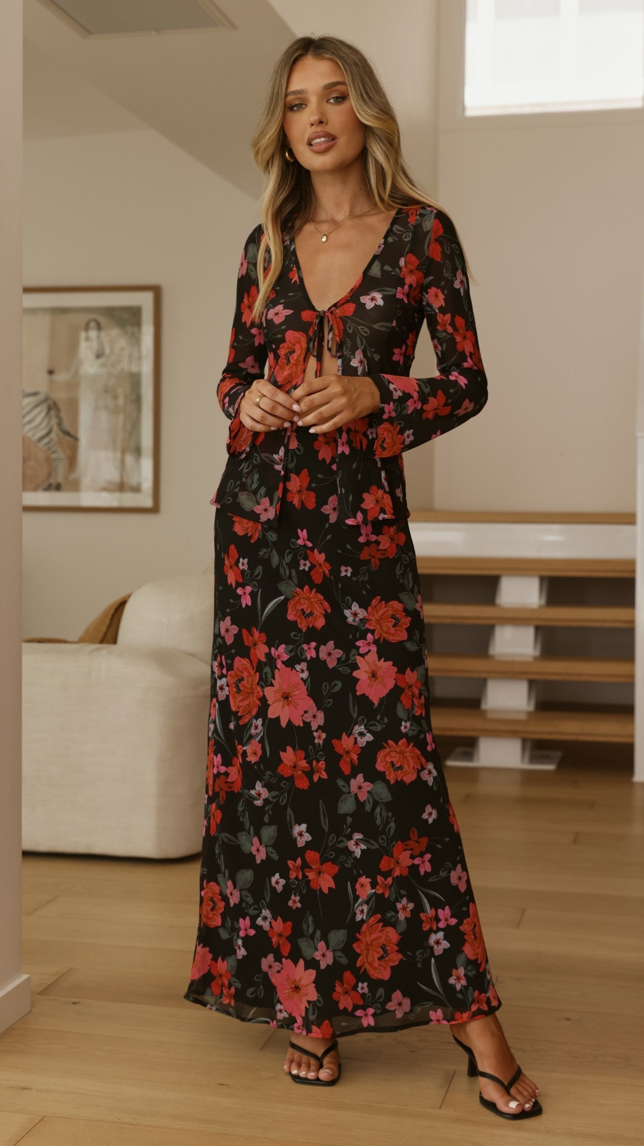 Brianna Open Tie Top - Dark Floral