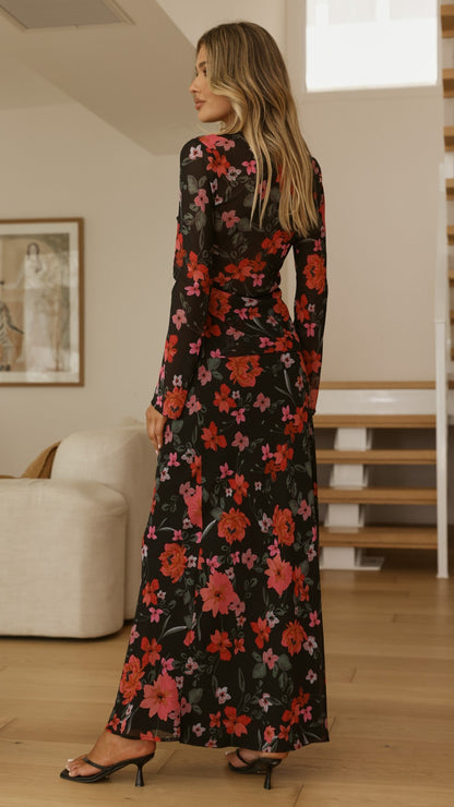Flo Maxi Skirt - Dark Floral