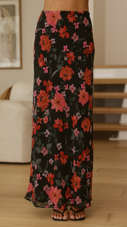 Flo Maxi Skirt - Dark Floral