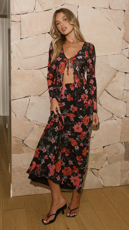 Flo Maxi Skirt - Dark Floral